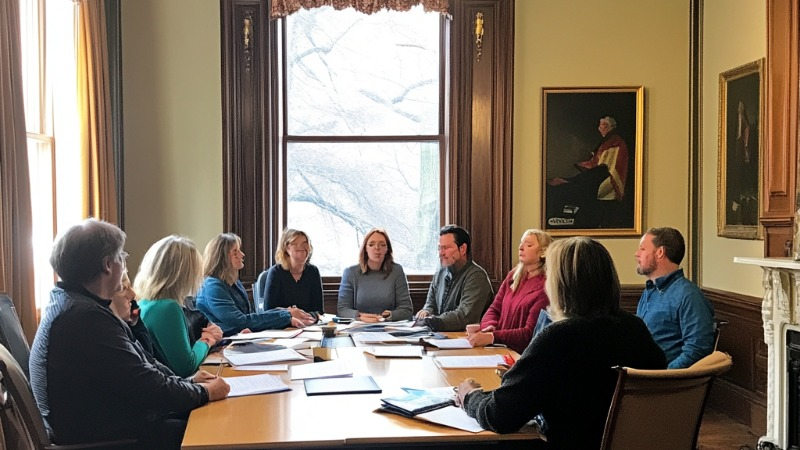 Photo of people meeting about workplace injuries