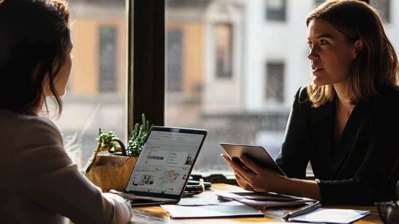 Two people having a meeting