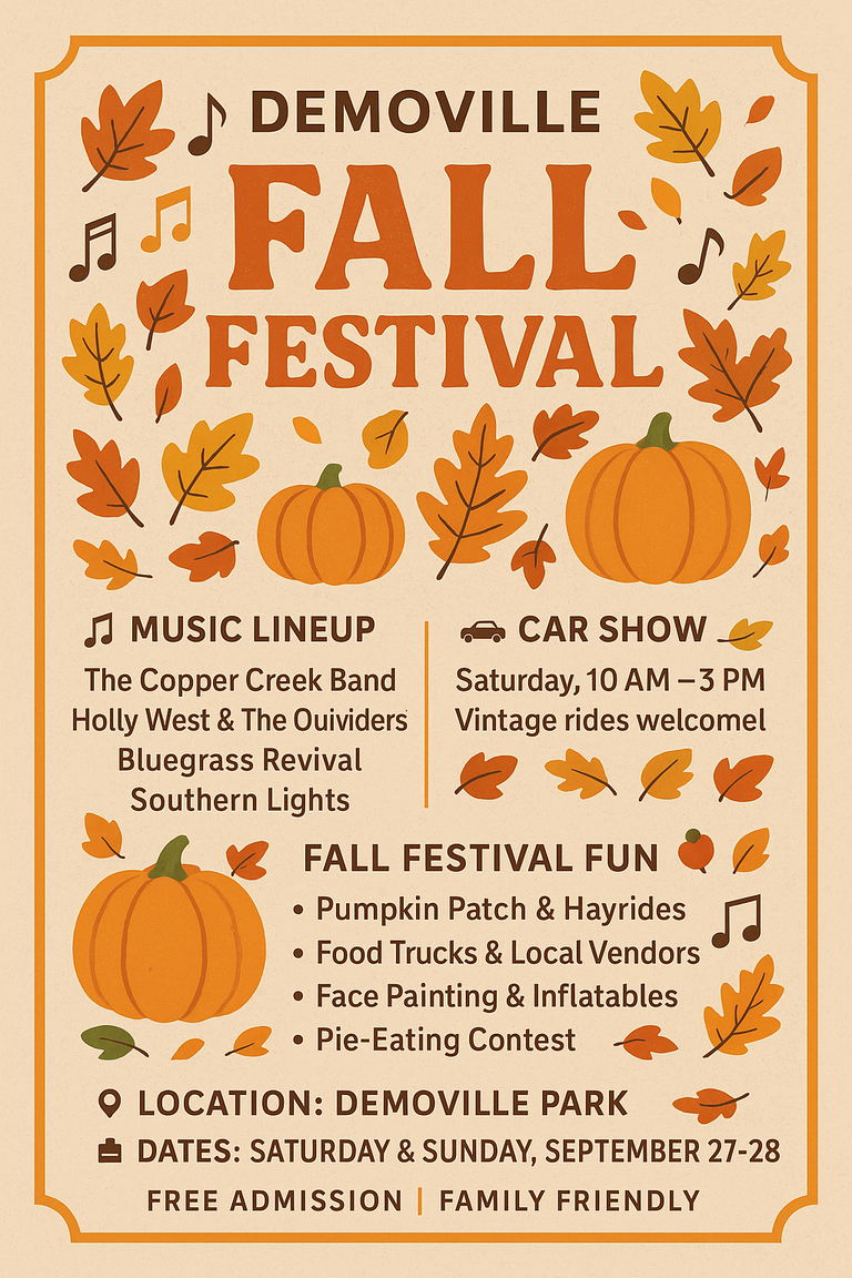 a flyer for the fall festival