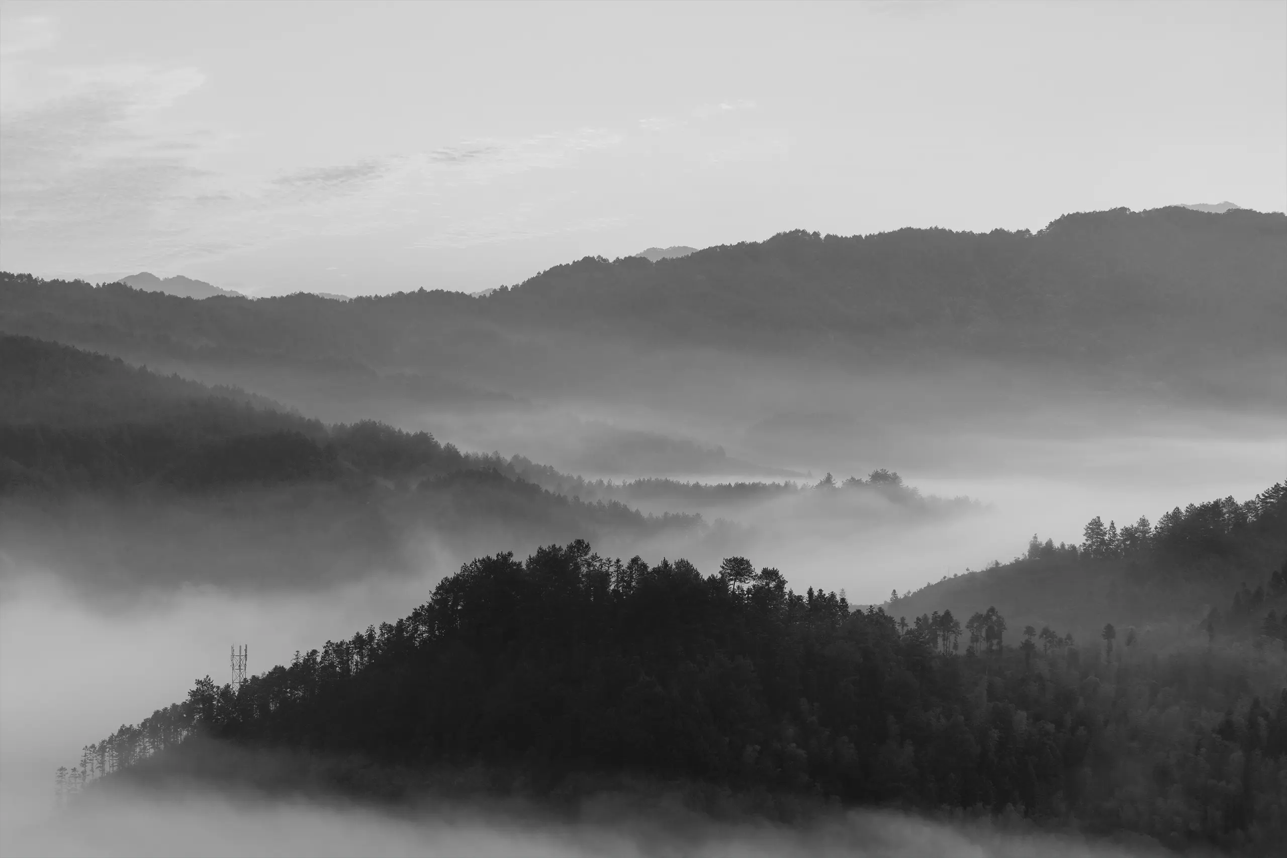 Misty mountain landscape background